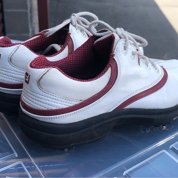 Footjoy Golf Shoes, #97322 Women’s White/Red Leather, Mens US Size 7M - Picture 5 of 10